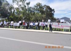مظاهرة سلمية للروهنجيا ضد رئيس بورما خلال زيارته إلى أستراليا