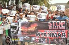 مظاهرة للروهنجيين في كوالالمبور أمام سفارة ميانمار