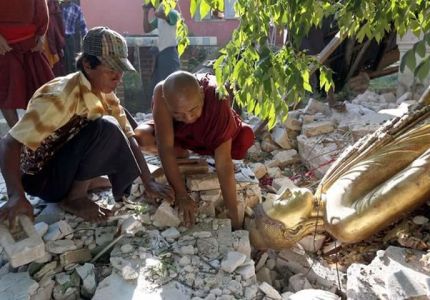 زلزال يسقط &quot;بوذا&quot; ويحدث دماراً واسعاً في شمال ميانمار